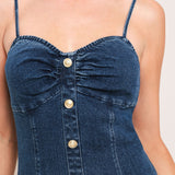 RIVET ROMANCE DENIM MINI DRESS