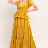 MUSTARD BLOOM WOVEN MAXI DRESS