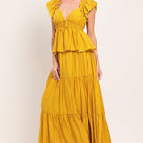 MUSTARD BLOOM WOVEN MAXI DRESS