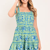 MINT BLOSSOM BABYDOLL WOVEN MINI DRESS