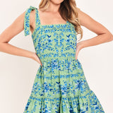 MINT BLOSSOM BABYDOLL WOVEN MINI DRESS