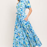 OCEAN GARDEN WOVEN MIDI DRESS
