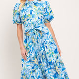 OCEAN GARDEN WOVEN MIDI DRESS