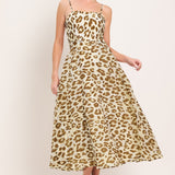 LEOPARD GRACE WOVEN MIDI DRESS