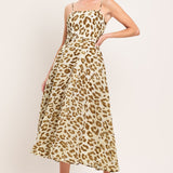LEOPARD GRACE WOVEN MIDI DRESS