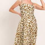 LEOPARD GRACE WOVEN MIDI DRESS