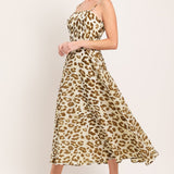 LEOPARD GRACE WOVEN MIDI DRESS