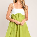PLAYFUL LIME WOVEN MINI DRESS