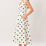PURE POLKA WOVEN MIDI DRESS