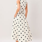 PURE POLKA WOVEN MIDI DRESS