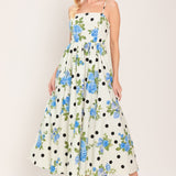 RETRO FLORA WOVEN MIDI DRESS