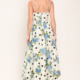 RETRO FLORA WOVEN MIDI DRESS