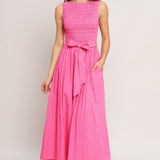 PINK RADIANCE WOVEN MIDI DRESS