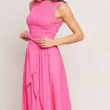 PINK RADIANCE WOVEN MIDI DRESS