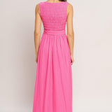 PINK RADIANCE WOVEN MIDI DRESS