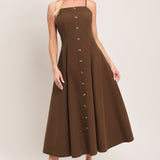 EARTHY GRACE WOVEN MIDI DRESS