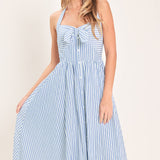 FRESH DAY STRIPE WOVEN MIDI DRESS