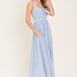 FRESH DAY STRIPE WOVEN MIDI DRESS