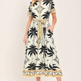 MONACO MOONLIGHT WOVEN SHIRT MIDI DRESS