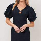 MIDNIGHT FEMME WOVEN MINI DRESS