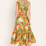 TROPICAL BLOOM TIERED WOVEN MINI SHIRT DRESS