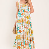 SUNSET MOSAIC WOVEN MIDI DRESS