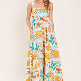 SUNSET MOSAIC WOVEN MIDI DRESS