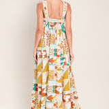 SUNSET MOSAIC WOVEN MIDI DRESS