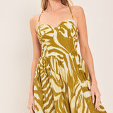 GOLDEN PALM ESCAPE WOVEN MIDI DRESS