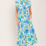 MODERN BLOOM WOVEN MIDI DRESS