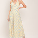 DELICATE BLOOM HALTER WOVEN LACE MIDI DRESS