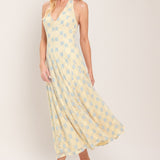 DELICATE BLOOM HALTER WOVEN LACE MIDI DRESS