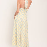 DELICATE BLOOM HALTER WOVEN LACE MIDI DRESS