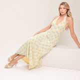DELICATE BLOOM HALTER WOVEN LACE MIDI DRESS