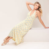DELICATE BLOOM HALTER WOVEN LACE MIDI DRESS