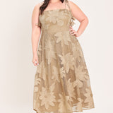 SANDY BLOOM FLORAL WOVEN LACE MIDI DRESS