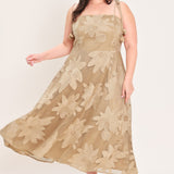 SANDY BLOOM FLORAL WOVEN LACE MIDI DRESS