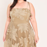 SANDY BLOOM FLORAL WOVEN LACE MIDI DRESS
