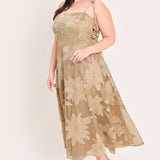SANDY BLOOM FLORAL WOVEN LACE MIDI DRESS
