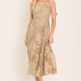 SANDY BLOOM FLORAL WOVEN LACE MIDI DRESS