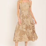 SANDY BLOOM FLORAL WOVEN LACE MIDI DRESS