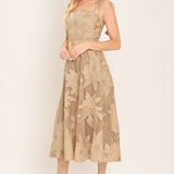 SANDY BLOOM FLORAL WOVEN LACE MIDI DRESS
