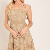 SANDY BLOOM FLORAL WOVEN LACE MIDI DRESS