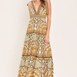GOLDEN MOSAIC WOVEN MAXI DRESS