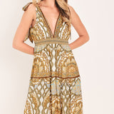 GOLDEN MOSAIC WOVEN MAXI DRESS