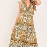 GOLDEN MOSAIC WOVEN MAXI DRESS