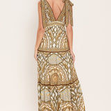 GOLDEN MOSAIC WOVEN MAXI DRESS