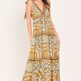 GOLDEN MOSAIC WOVEN MAXI DRESS