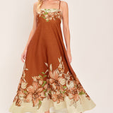AUTUMN PETAL WOVEN MIDI DRESS