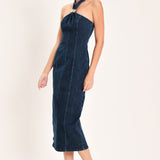 STATEMENT DENIM MIDI DRESS